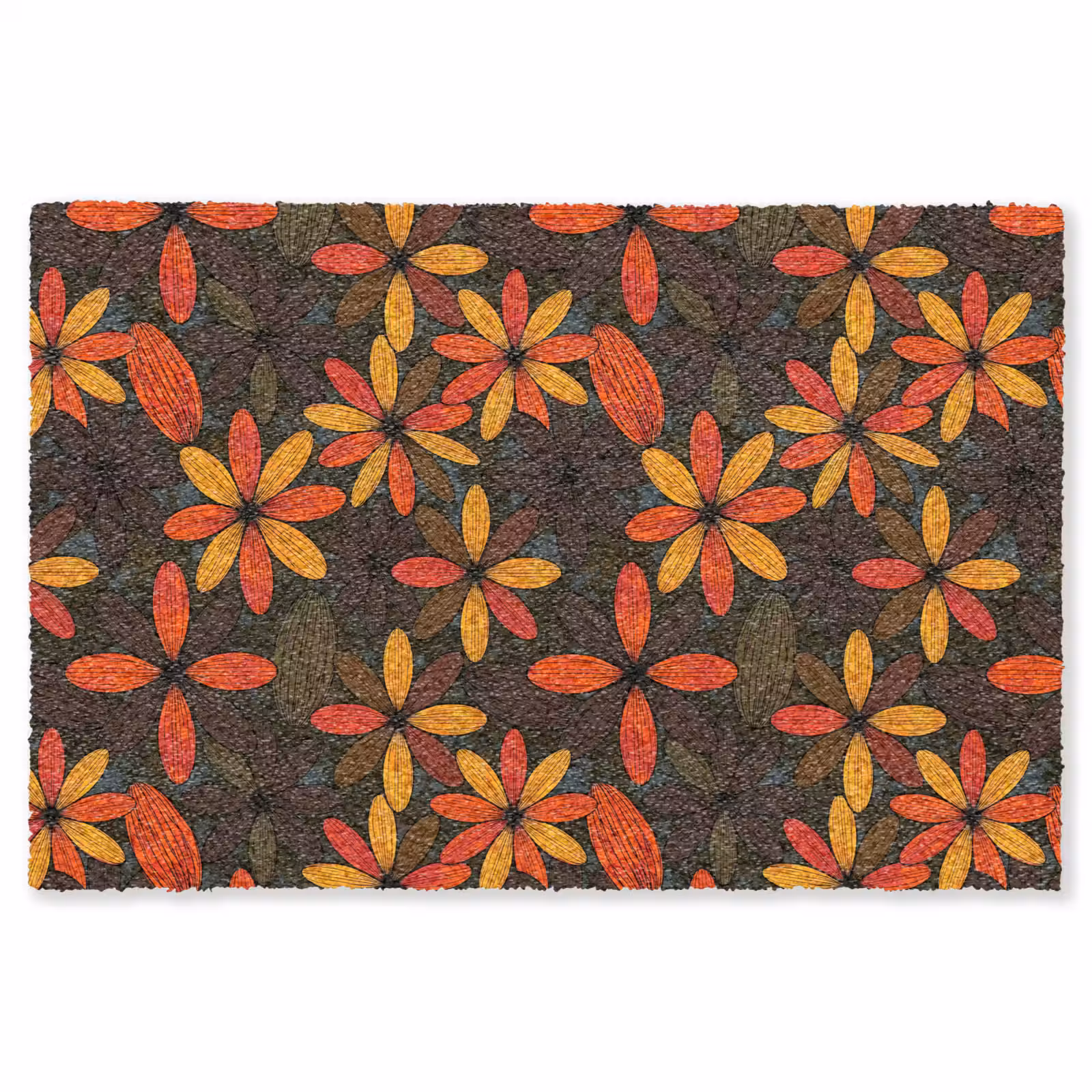 Teppich - Orange – Retro – Blumen – Herbst — 1