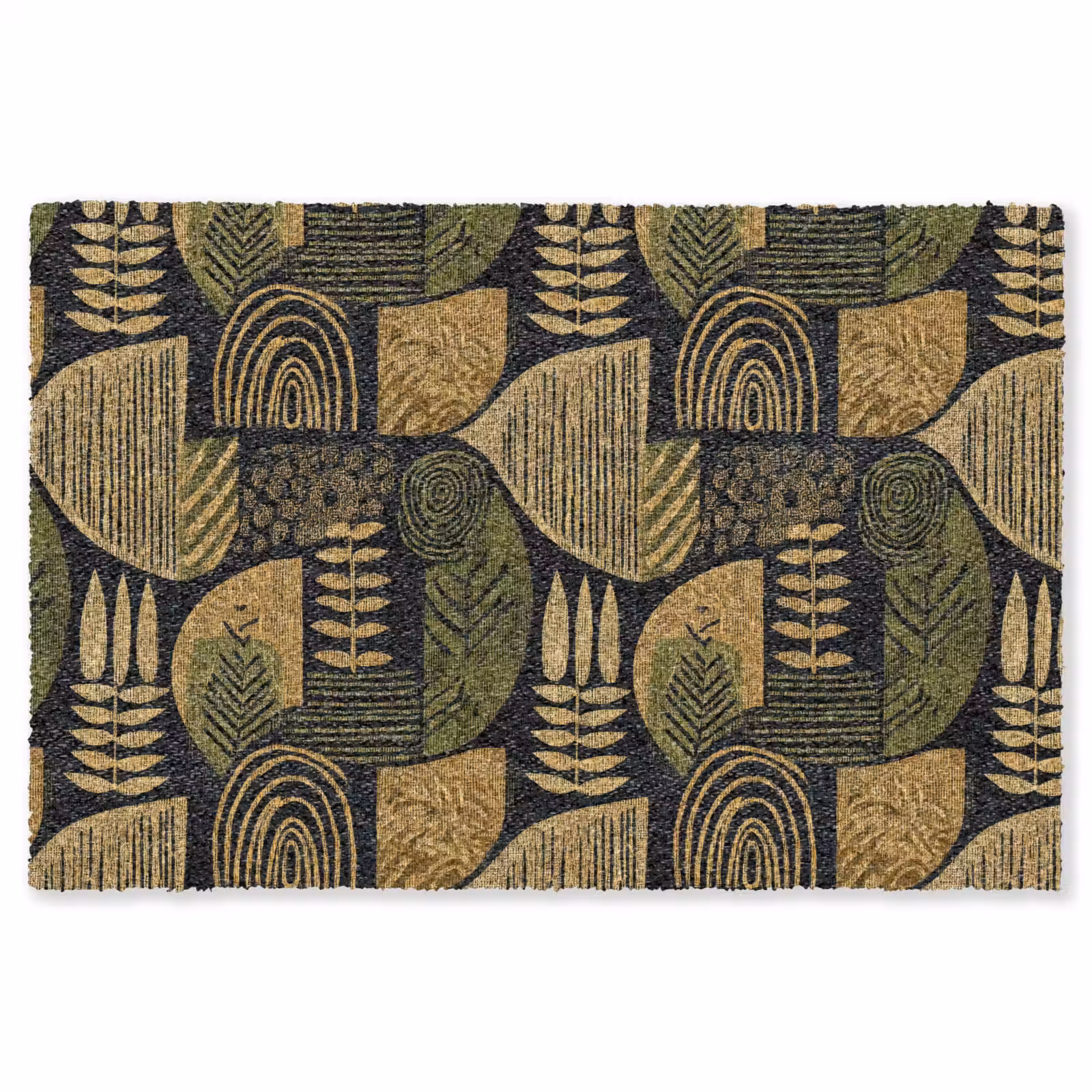 Teppich - Schwarz – Ockergelb – Botanisch – Textur — 1