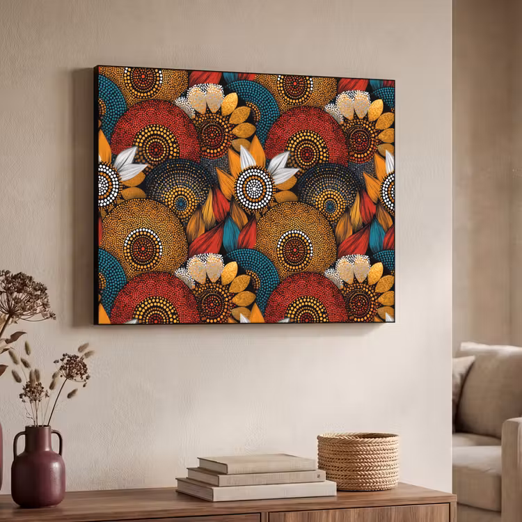 Art Frame - Farbenfroh – Aborigine – Punktmalerei – Botanisch – Muster — 3