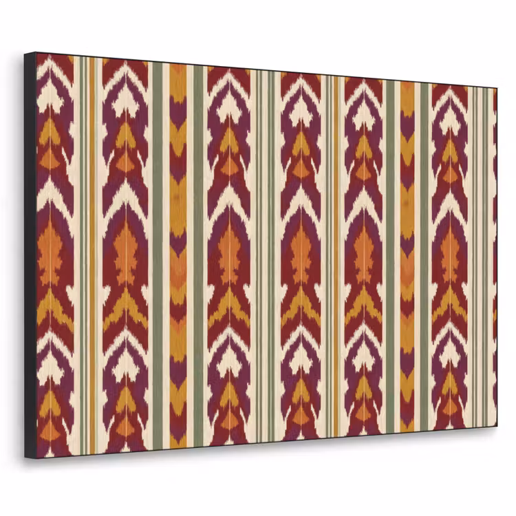 Art Frame - Ikat – Bordeauxrot – Ethno – Muster — 1