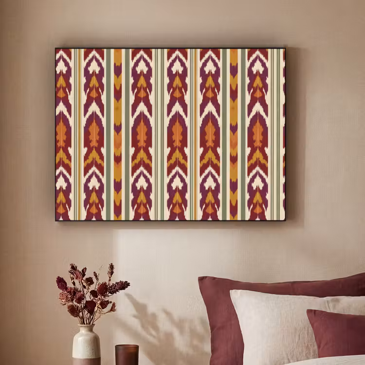 Art Frame - Ikat – Bordeauxrot – Ethno – Muster — 2