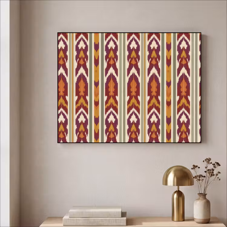 Art Frame - Ikat – Bordeauxrot – Ethno – Muster — 4