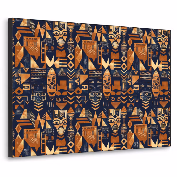 Art Frame - Nachtblau – Kupfer – Tribal – Masken — 1