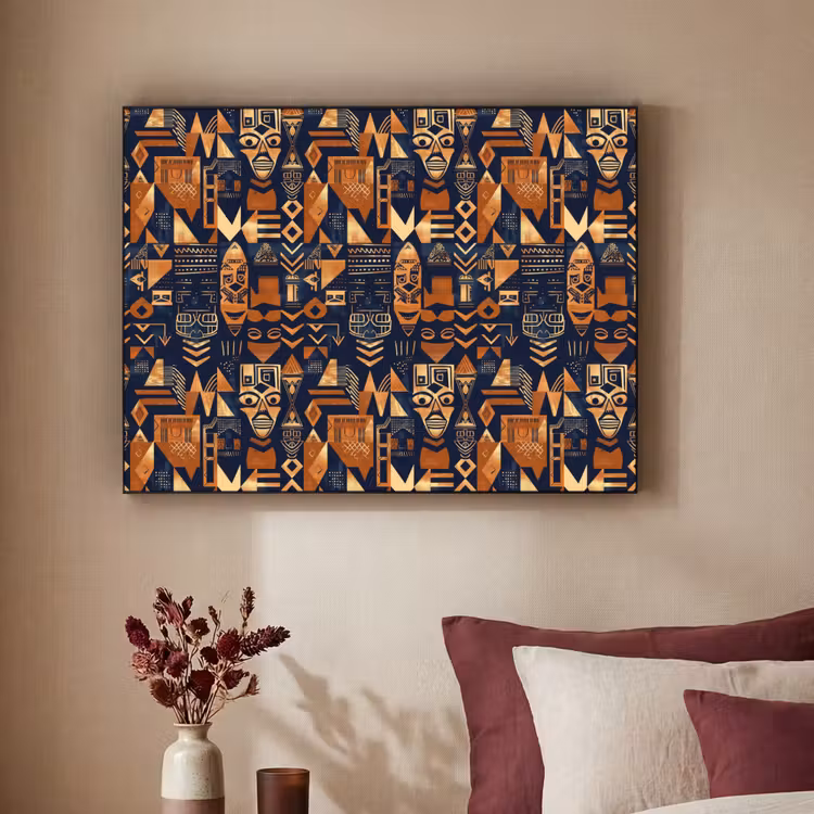 Art Frame - Nachtblau – Kupfer – Tribal – Masken — 2