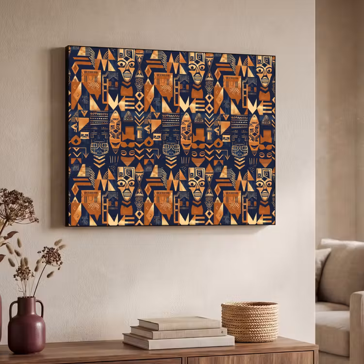 Art Frame - Nachtblau – Kupfer – Tribal – Masken — 3