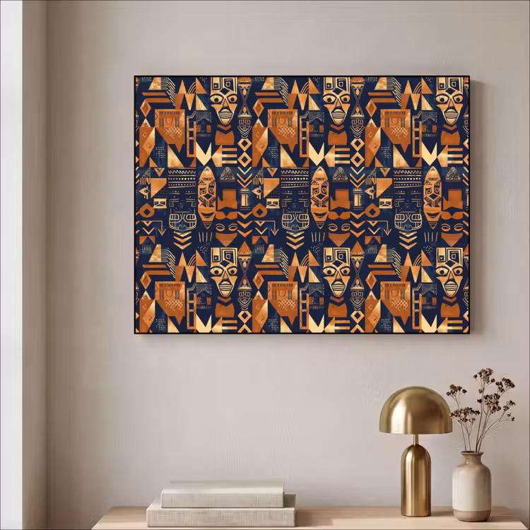Art Frame - Nachtblau – Kupfer – Tribal – Masken — 4