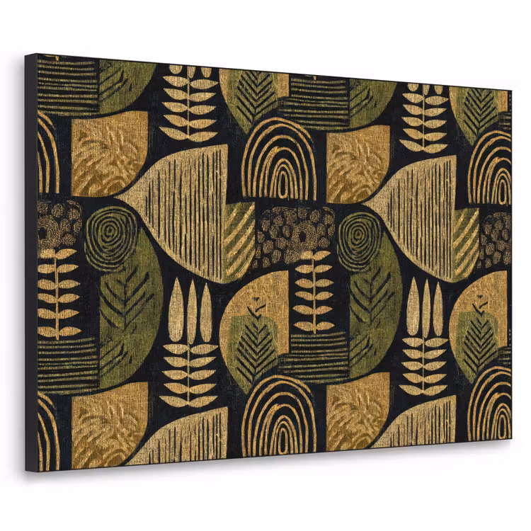 Art Frame - Schwarz – Ockergelb – Botanisch – Textur — 1