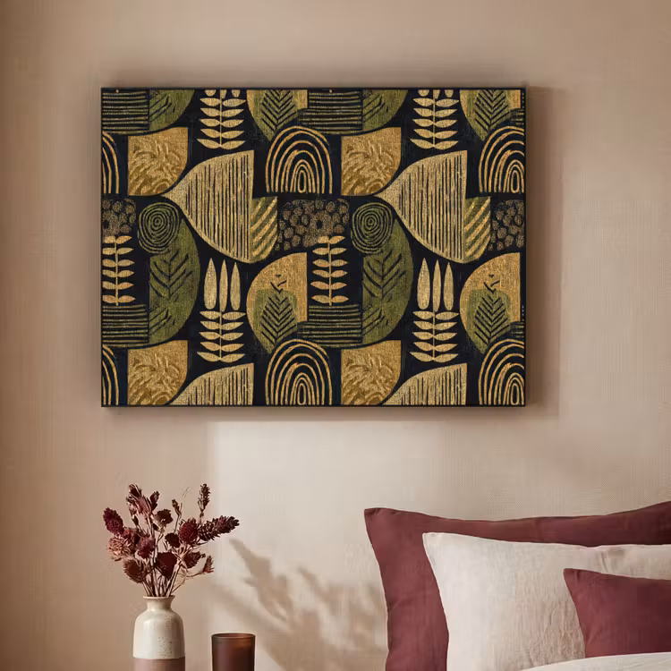 Art Frame - Schwarz – Ockergelb – Botanisch – Textur — 2