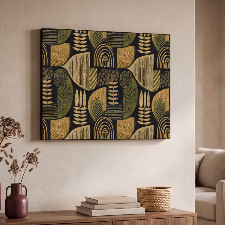 Art Frame - Schwarz – Ockergelb – Botanisch – Textur — 3