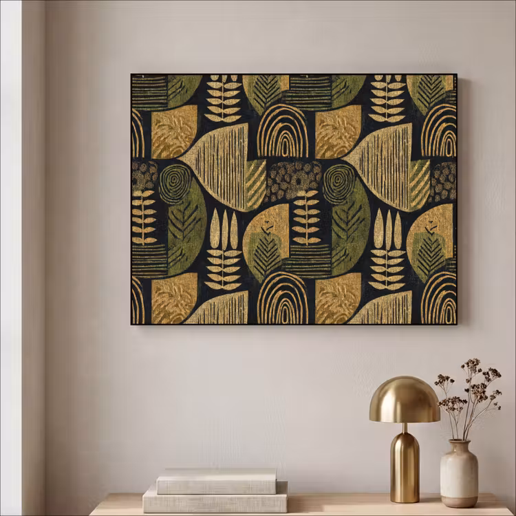 Art Frame - Schwarz – Ockergelb – Botanisch – Textur — 4