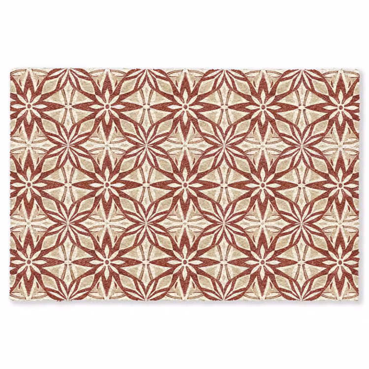 Teppich - Bordeauxrot – Geometrisch – Fliese – Muster — 1