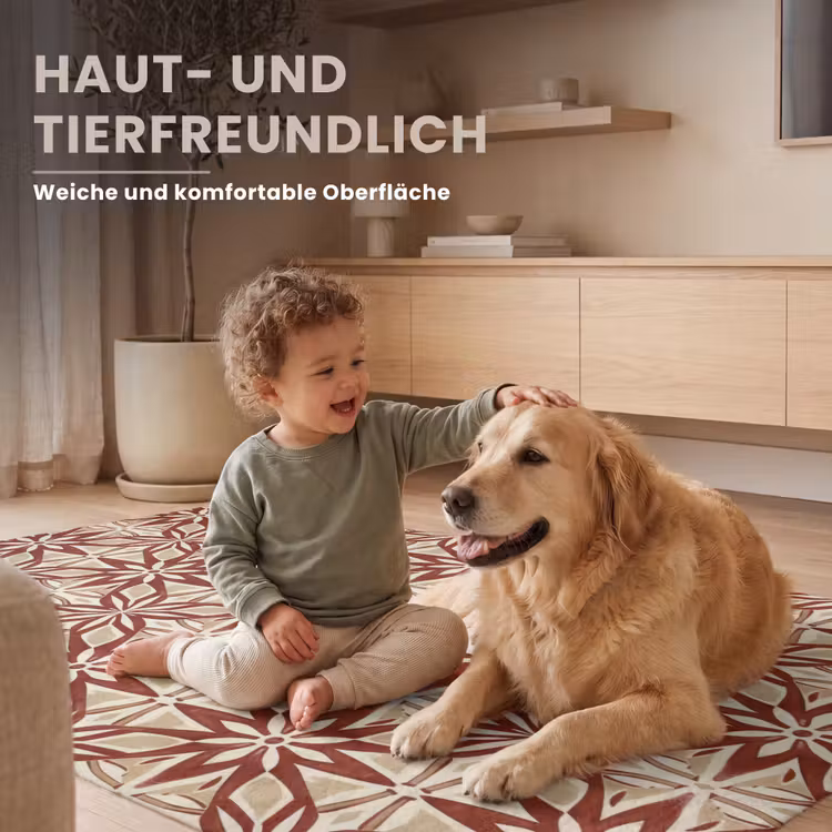 Teppich - Bordeauxrot – Geometrisch – Fliese – Muster — 6