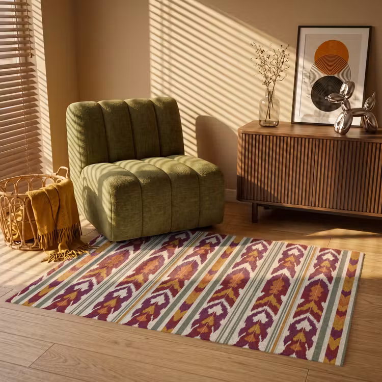 Teppich - Ikat – Bordeauxrot – Ethno – Muster — 2