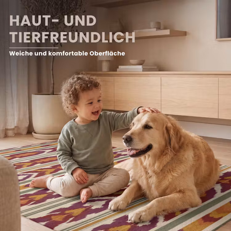 Teppich - Ikat – Bordeauxrot – Ethno – Muster — 6