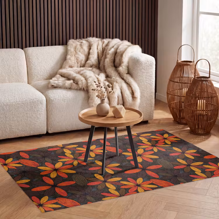 Teppich - Orange – Retro – Blumen – Herbst — 3