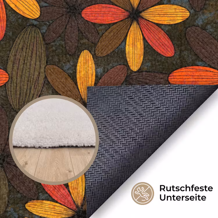 Teppich - Orange – Retro – Blumen – Herbst — 4