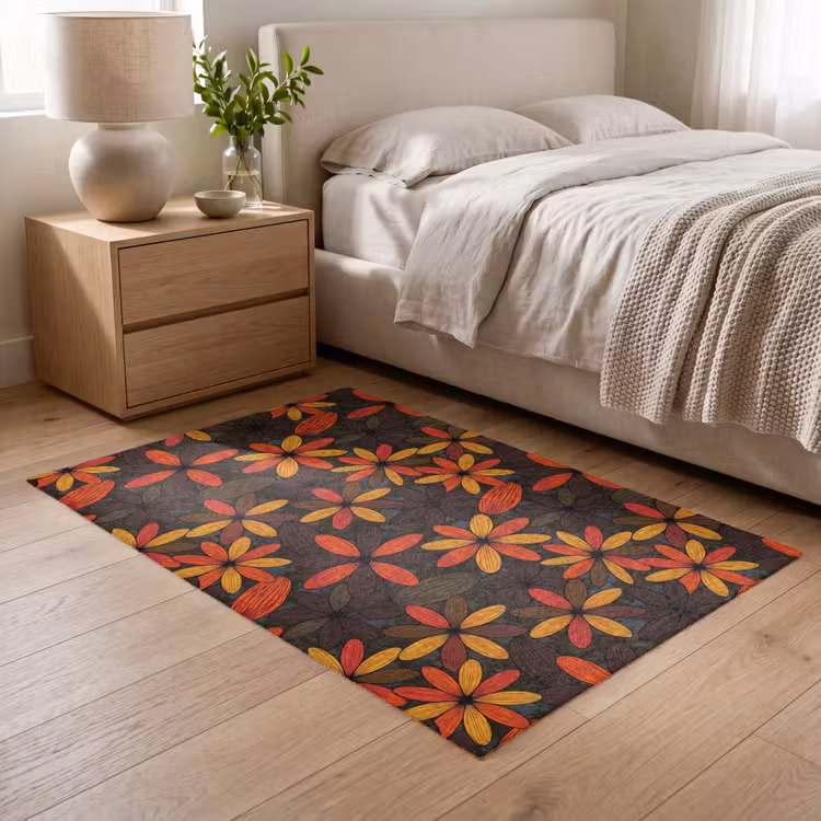 Teppich - Orange – Retro – Blumen – Herbst — 5