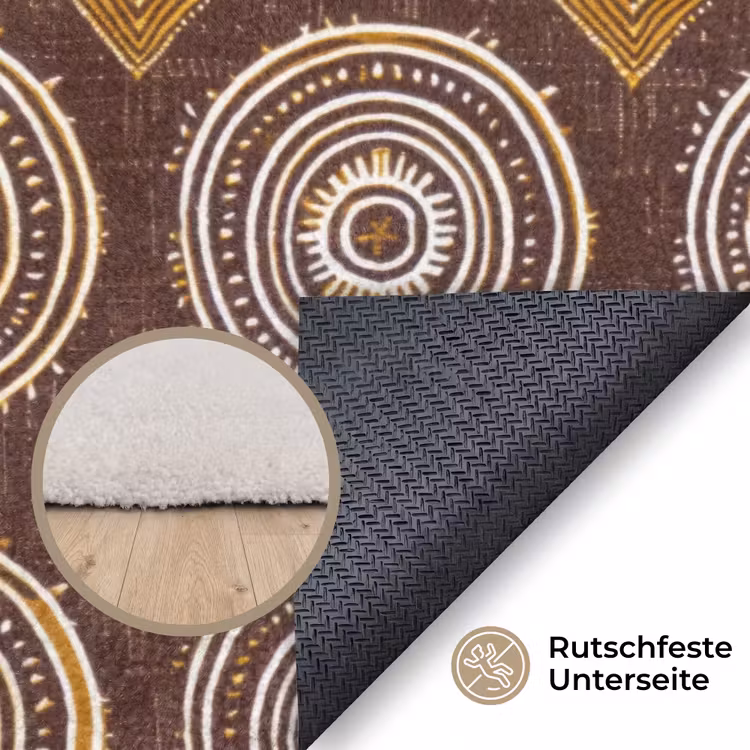 Teppich - Schokoladenbraun – Ethno – Tribal – Kreise – Muster — 4