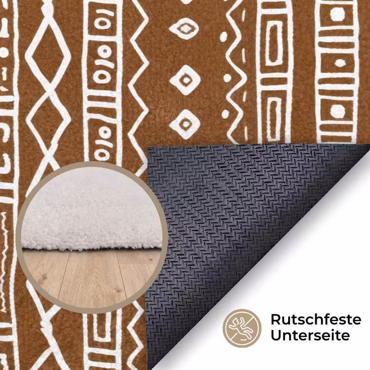 Teppich - Schokoladenbraun – Ethno – Tribal – Muster — 4