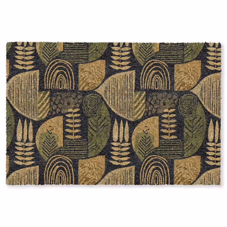 Teppich - Schwarz – Ockergelb – Botanisch – Textur — 1
