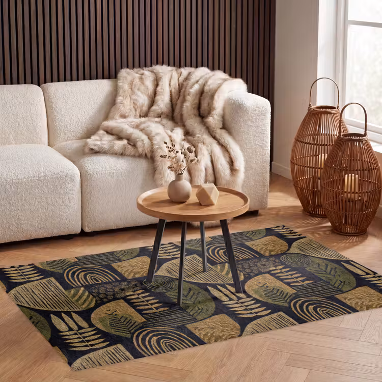 Teppich - Schwarz – Ockergelb – Botanisch – Textur — 3