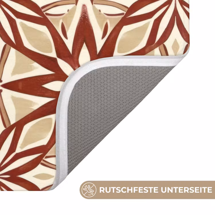 WC Vorleger - Bordeauxrot – Geometrisch – Fliese – Muster — 3