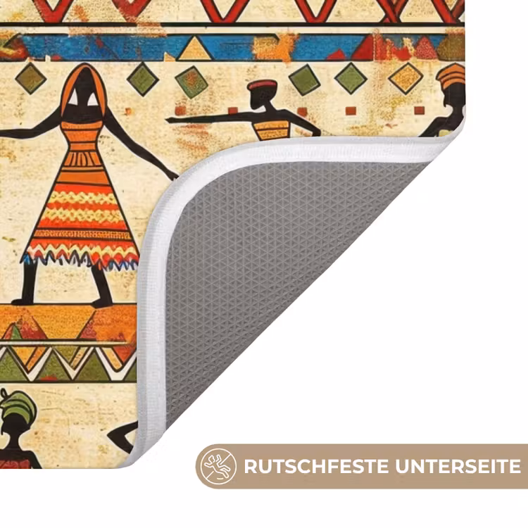 WC Vorleger - Farbenfroh – Afrikanisch – Ethnisch – Tanzende Frauen – Muster — 3