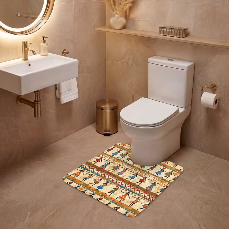 WC Vorleger - Farbenfroh – Afrikanisch – Ethnisch – Tanzende Frauen – Muster — 4