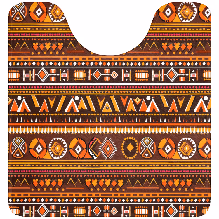 WC Vorleger - Orange – Ethnisch – Tribal – Geometrisch – Muster — 1