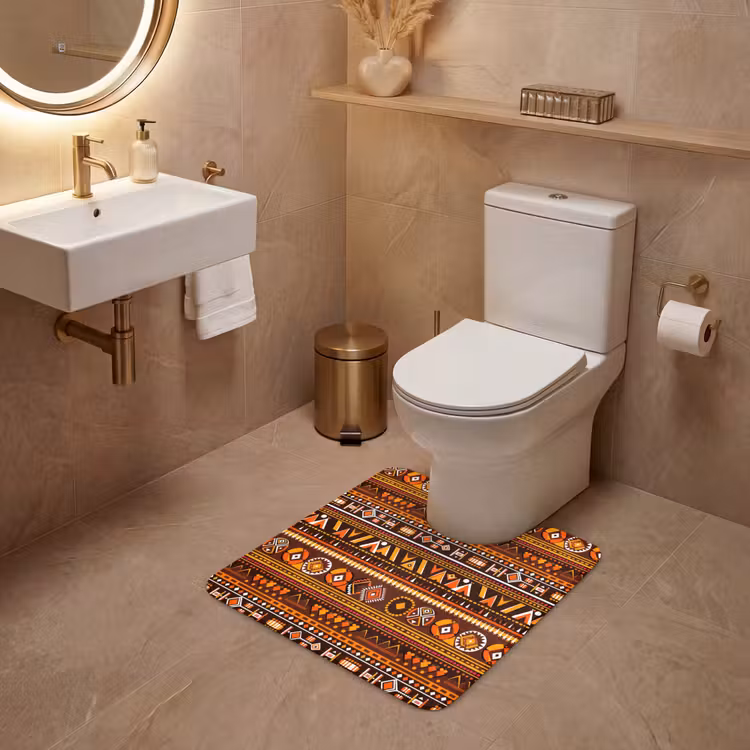 WC Vorleger - Orange – Ethnisch – Tribal – Geometrisch – Muster — 4