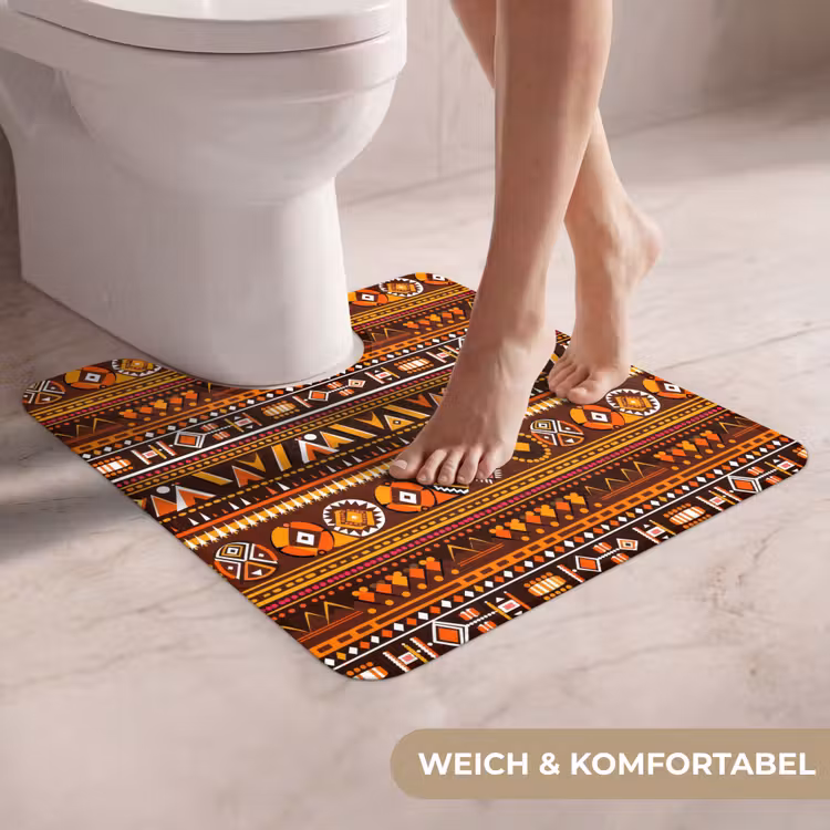 WC Vorleger - Orange – Ethnisch – Tribal – Geometrisch – Muster — 5