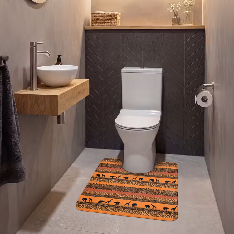 WC Vorleger - Orange – Safari – Afrikaans – Tiere – Muster — 2