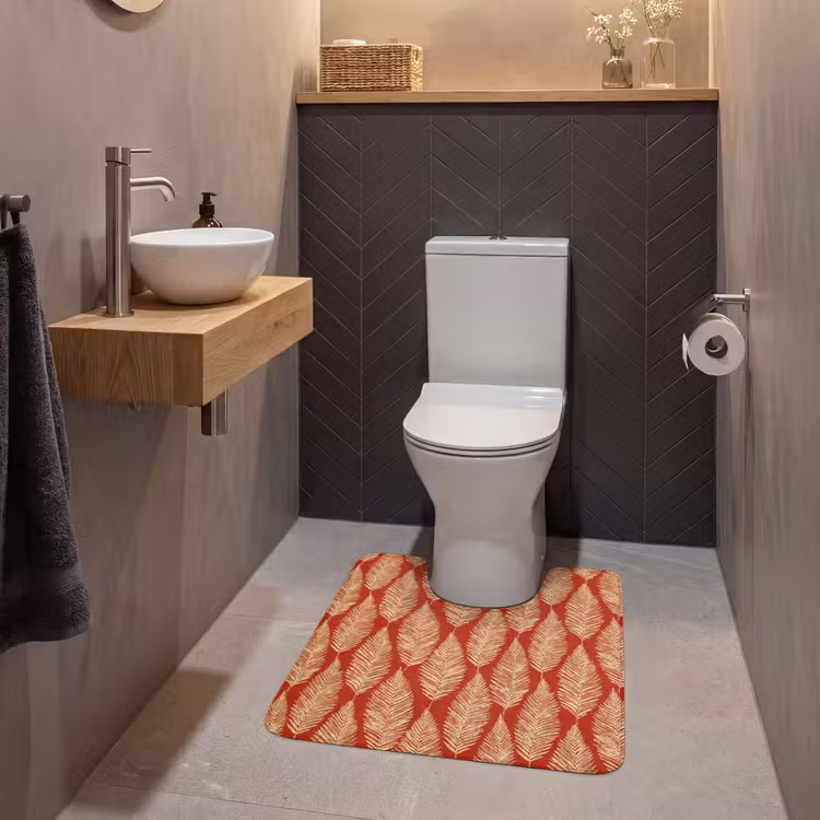 WC Vorleger - Rot – Botanisch – Farn – Muster — 2