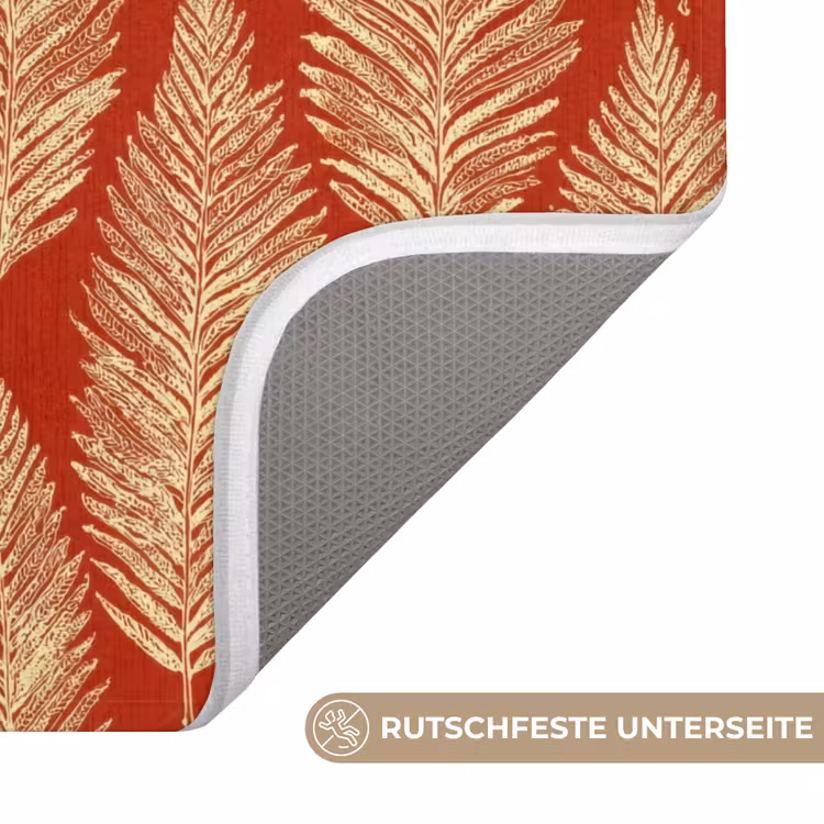 WC Vorleger - Rot – Botanisch – Farn – Muster — 3