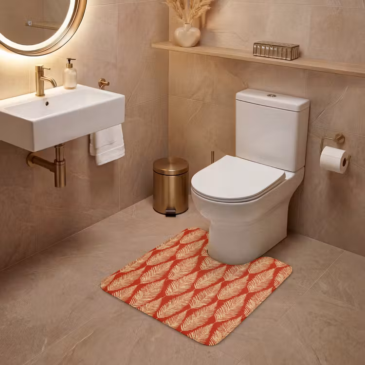 WC Vorleger - Rot – Botanisch – Farn – Muster — 4