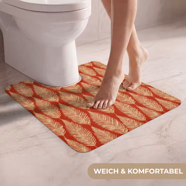 WC Vorleger - Rot – Botanisch – Farn – Muster — 5
