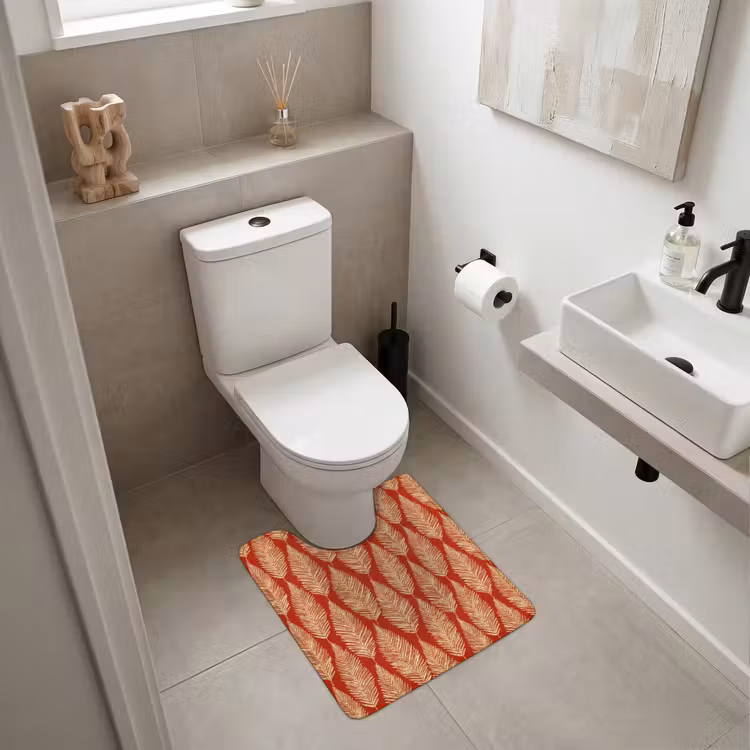 WC Vorleger - Rot – Botanisch – Farn – Muster — 6