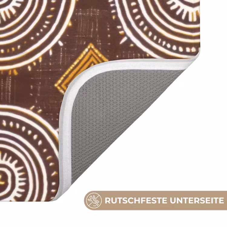 WC Vorleger - Schokoladenbraun – Ethno – Tribal – Kreise – Muster — 3