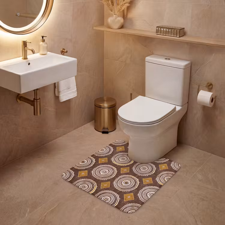WC Vorleger - Schokoladenbraun – Ethno – Tribal – Kreise – Muster — 4