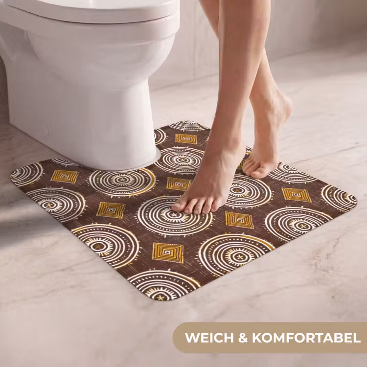 WC Vorleger - Schokoladenbraun – Ethno – Tribal – Kreise – Muster — 5