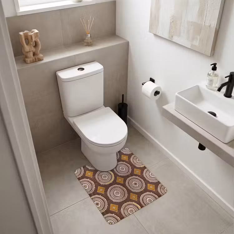 WC Vorleger - Schokoladenbraun – Ethno – Tribal – Kreise – Muster — 6