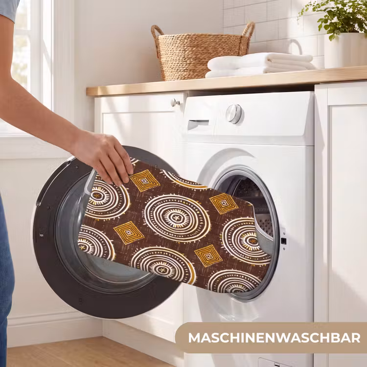 WC Vorleger - Schokoladenbraun – Ethno – Tribal – Kreise – Muster — 7