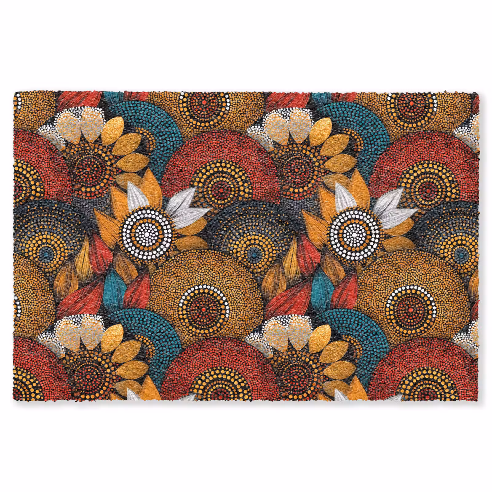 Teppich - Farbenfroh – Aborigine – Punktmalerei – Botanisch – Muster — 1