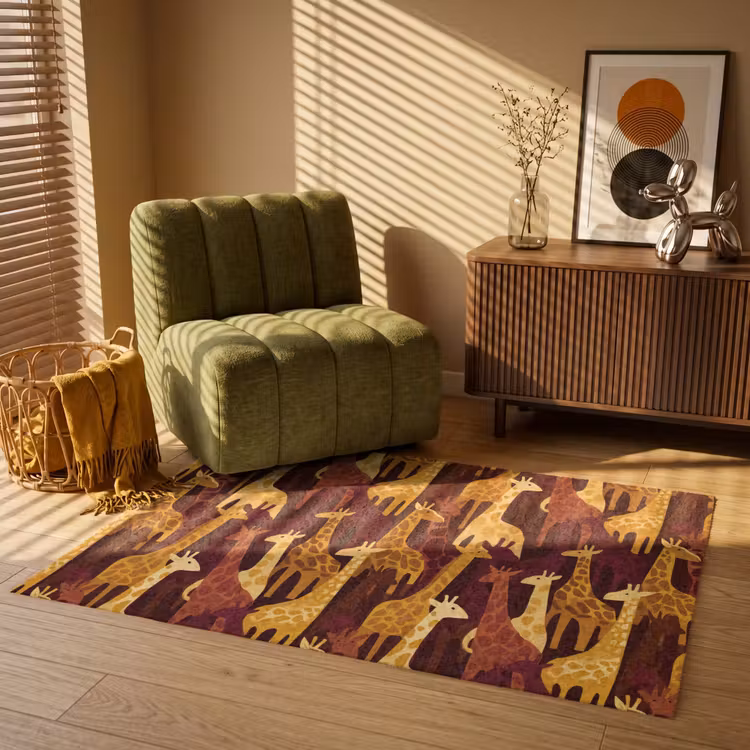 Teppich - Braun – Giraffen – Safari – Muster — 2