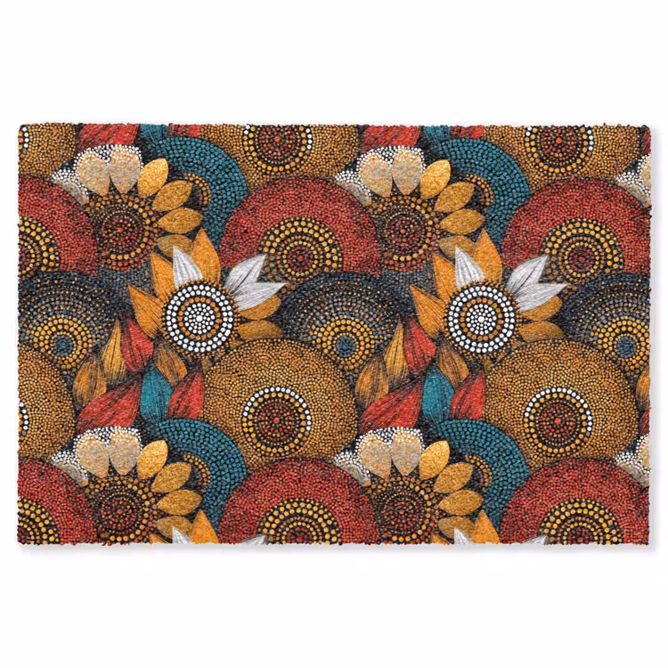 Teppich - Farbenfroh – Aborigine – Punktmalerei – Botanisch – Muster — 1