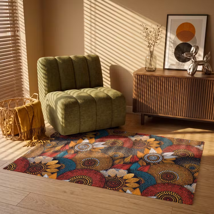 Teppich - Farbenfroh – Aborigine – Punktmalerei – Botanisch – Muster — 2