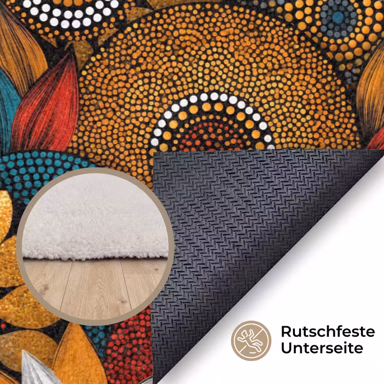 Teppich - Farbenfroh – Aborigine – Punktmalerei – Botanisch – Muster — 4