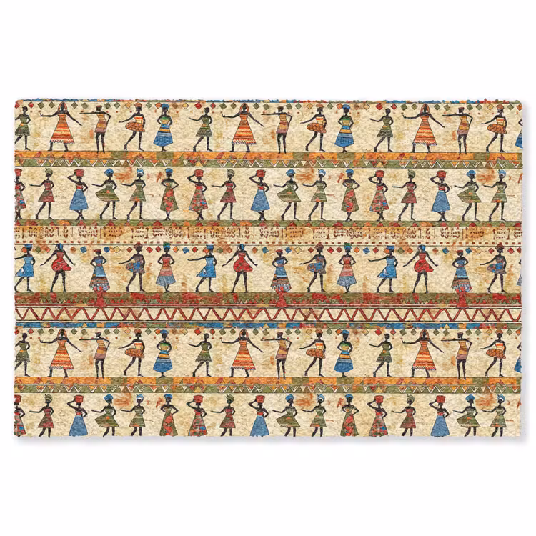 Teppich - Farbenfroh – Afrikanisch – Ethnisch – Tanzende Frauen – Muster — 1