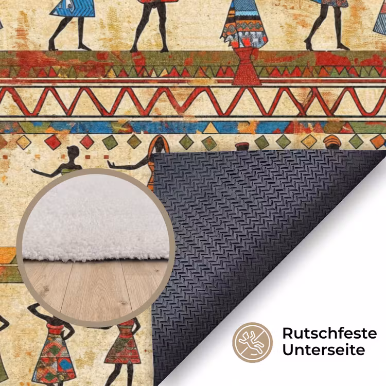 Teppich - Farbenfroh – Afrikanisch – Ethnisch – Tanzende Frauen – Muster — 4