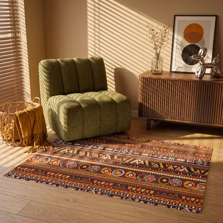 Teppich - Orange – Ethnisch – Tribal – Geometrisch – Muster — 2